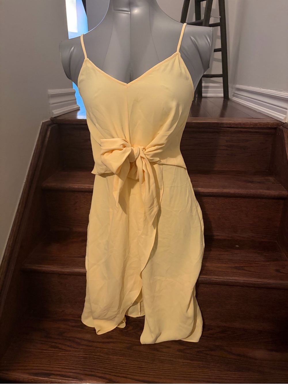 Everly Yellow Midi Dress with Front Tie